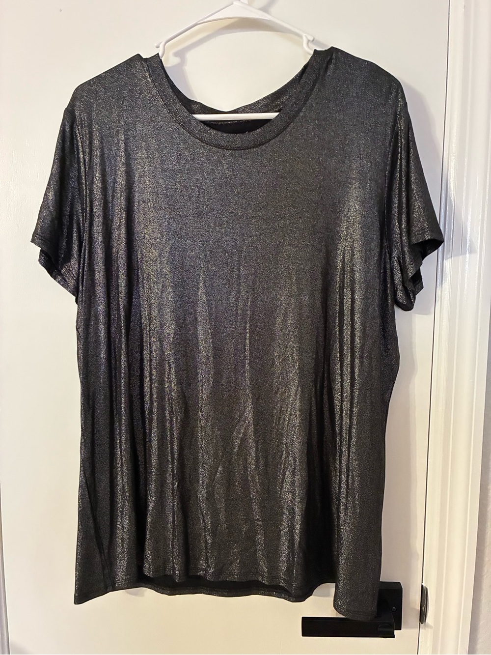 24/7 by Maurices Metallic Short-Sleeve Crew Neck Tee - Black